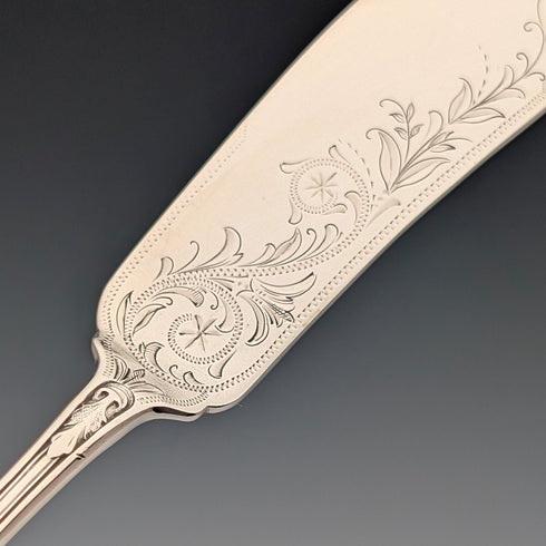 Early 20th century German antique 800 silver pastry server pair in case